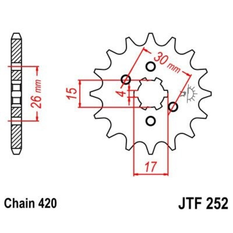Piñon JT 252 de acero con 12 dientes JT SPROCKETS JTF252.12