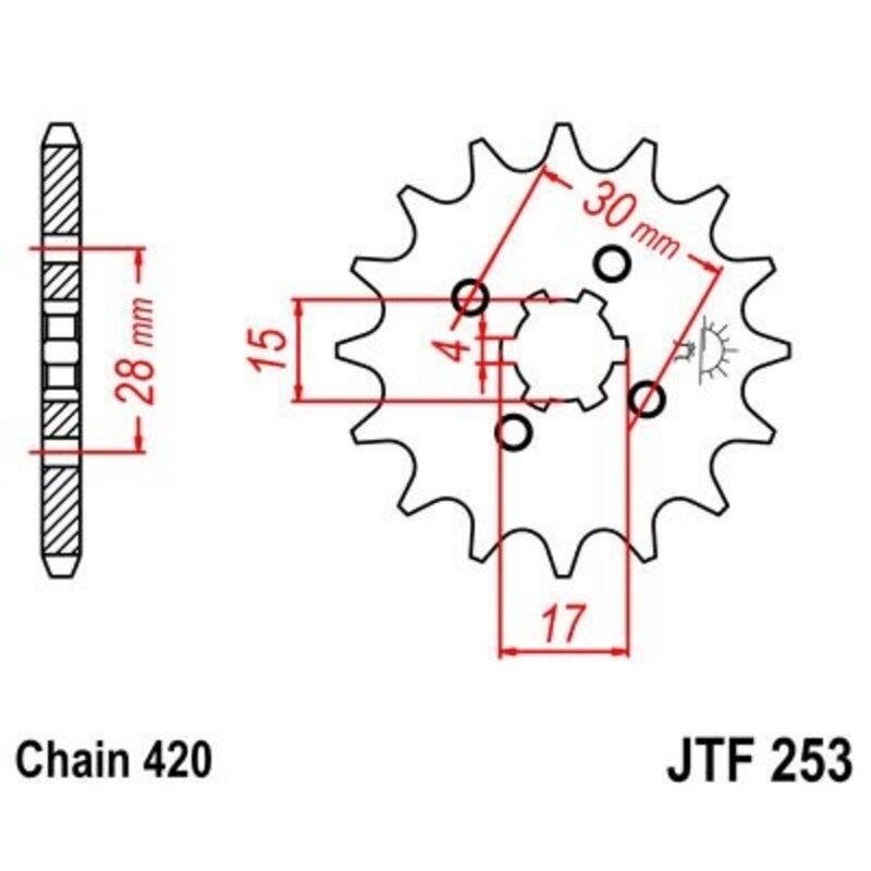 Piñón JT 253 de acero con 16 dientes JT SPROCKETS JTF253.16