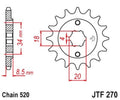 Piñón JT 270 de acero con 12 dientes GOES 125 / Honda 125 JT SPROCKETS JTF270.12