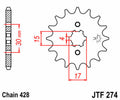 Piñon JT 274 de acero con 15 dientes JT SPROCKETS JTF274.15
