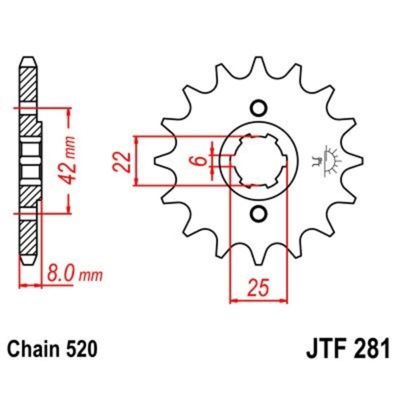 Piñon JT 281 de acero con 13 dientes JT SPROCKETS JTF281.13