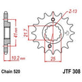 Piñon JT 308 de acero con 16 dientes JT SPROCKETS JTF30816