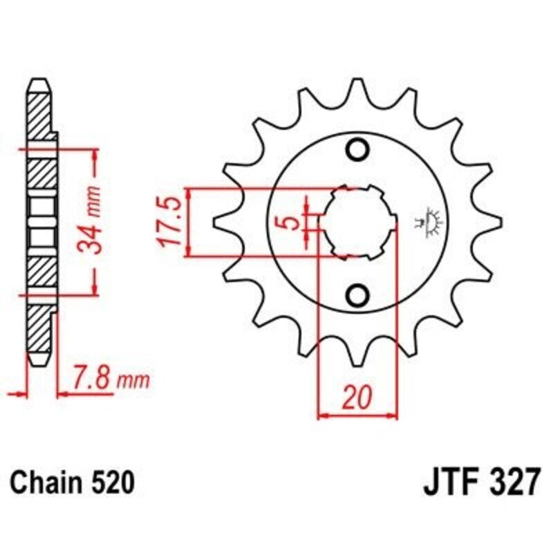 Piñón JT SPROCKETS acero estándar 327 - Paso 520 JT SPROCKETS JTF327.12
