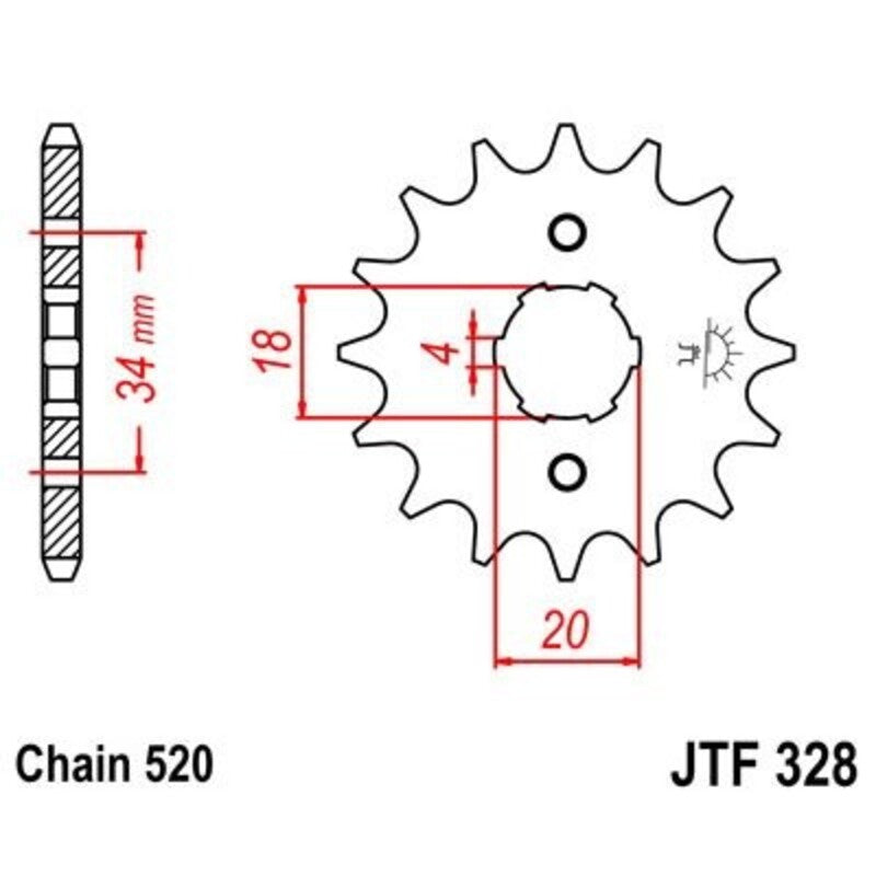 Piñón JT 328 de acero con 12 dientes JT SPROCKETS JTF328.12