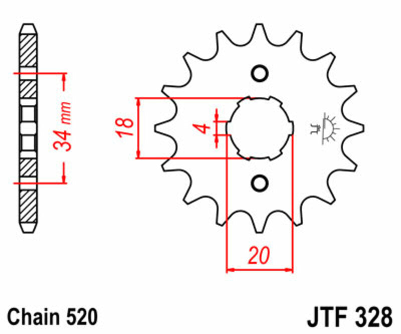Piñón JT SPROCKETS acero estándar 328 - Paso 520 JT SPROCKETS JTF328.13