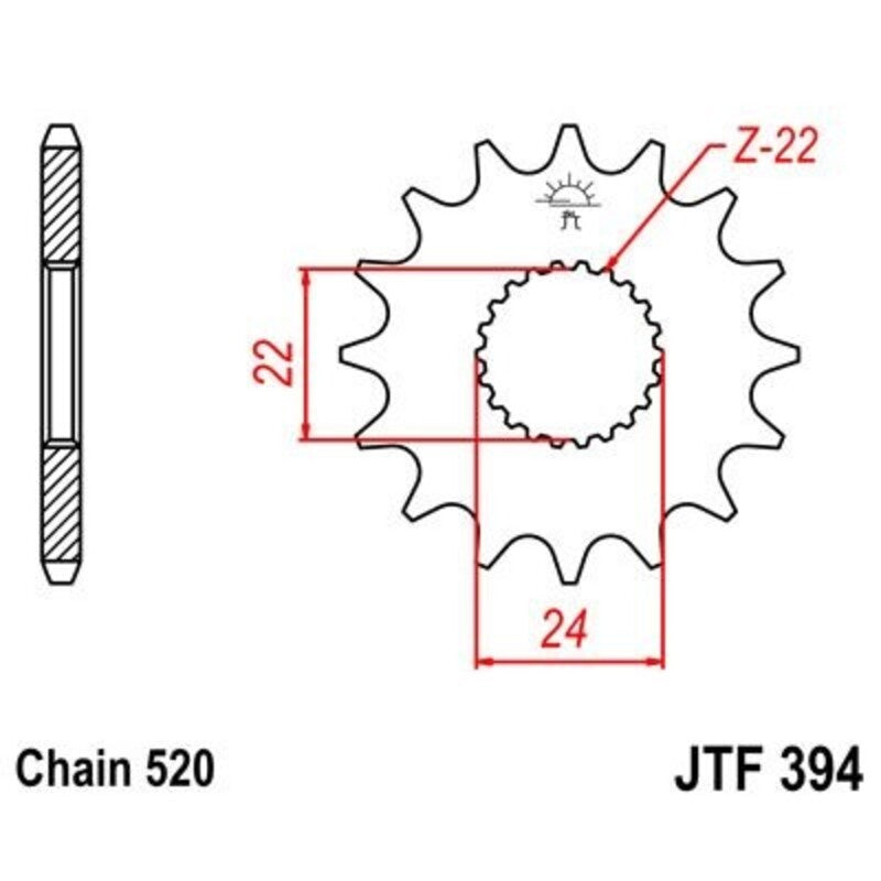 Piñon JT 394 de acero con 11 dientes JT SPROCKETS JTF394.11