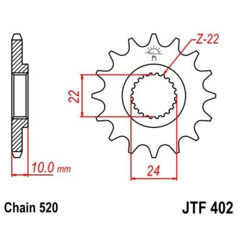 Piñon JT 402 de acero con 13 dientes JT SPROCKETS JTF402.13