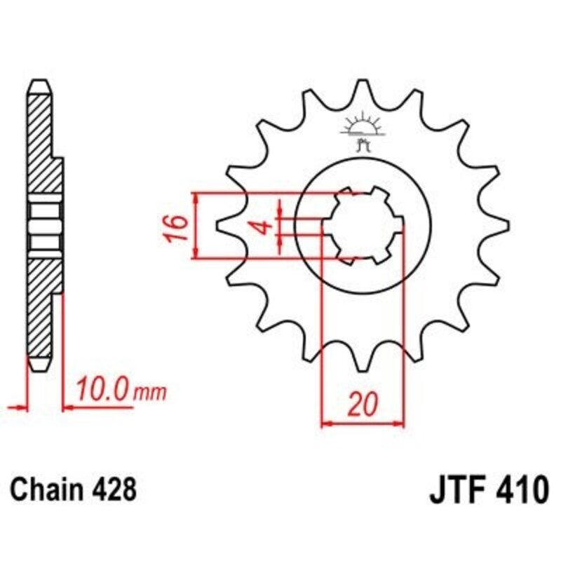Piñon JT 410 de acero con 13 dientes JT SPROCKETS JTF410.13