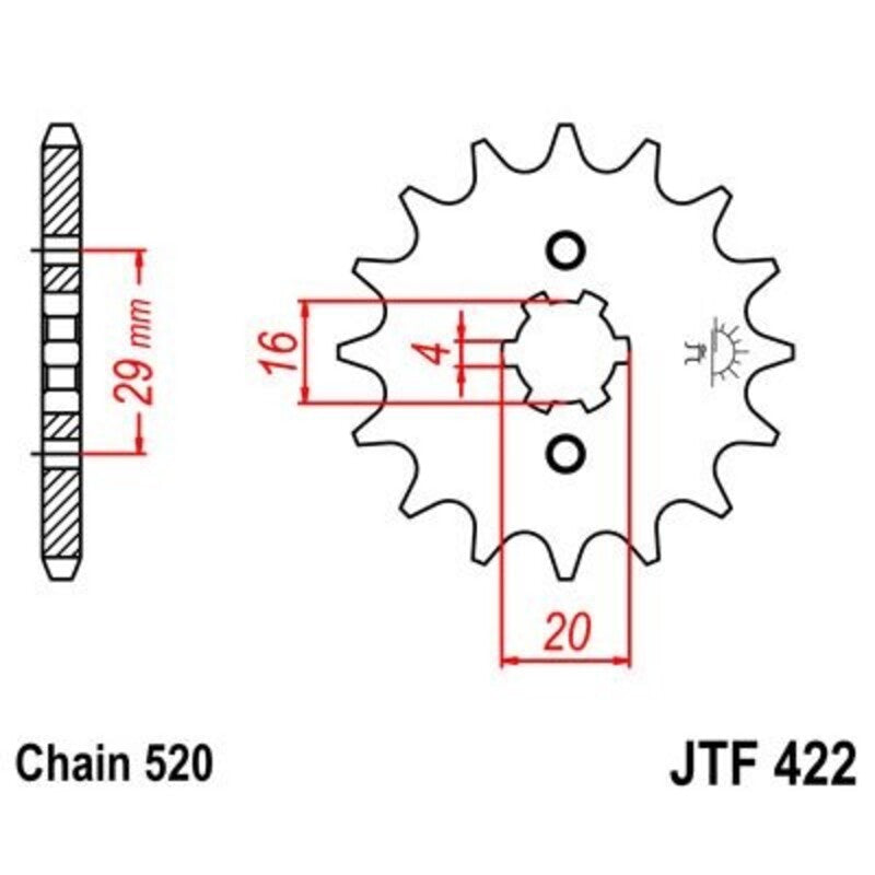 Piñon JT 422 de acero con 13 dientes JT SPROCKETS JTF422.13