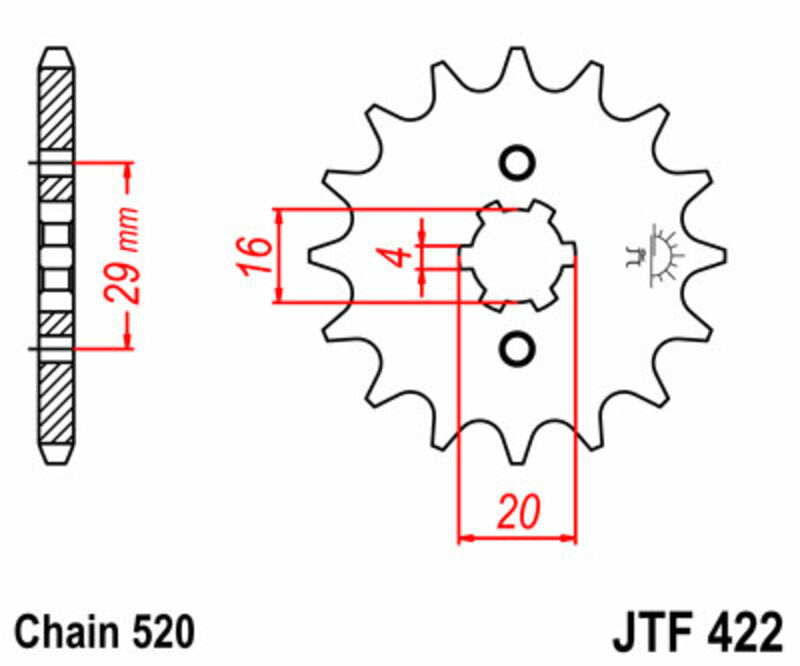 Piñon JT 422 de acero con 14 dientes JT SPROCKETS JTF422.14