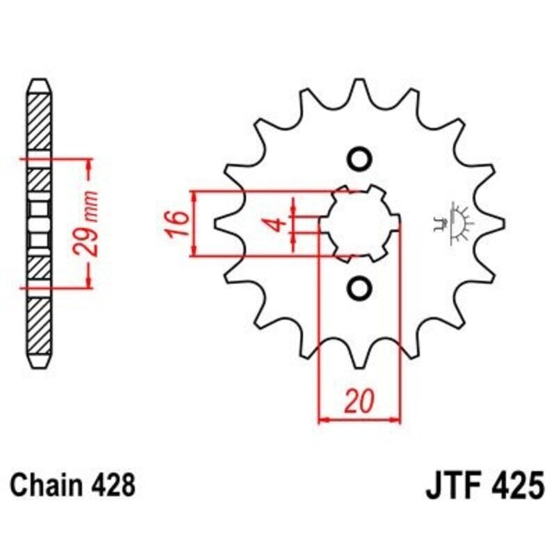 Piñon JT 425 de acero con 17 dientes JT SPROCKETS JTF425.17
