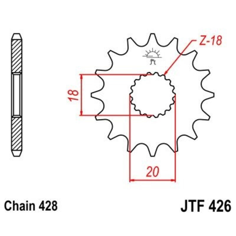 Piñon JT 426 de acero con 15 dientes JT SPROCKETS JTF426.15