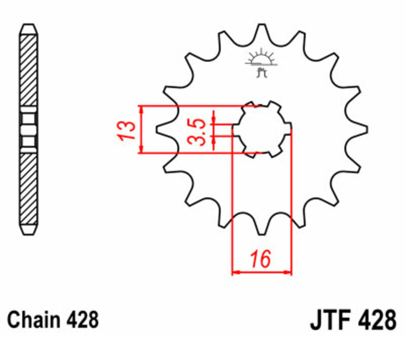 Piñon JT 428 de acero con 14 dientes JT SPROCKETS JTF428.14