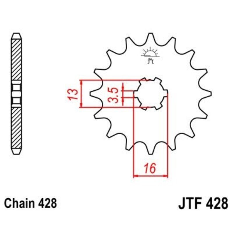 Piñón JT 428 de acero con 15 dientes JT SPROCKETS JTF428.15