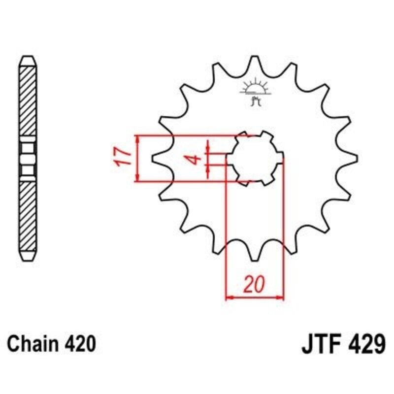 Piñon JT 429 de acero con 12 dientes JT SPROCKETS JTF429.12
