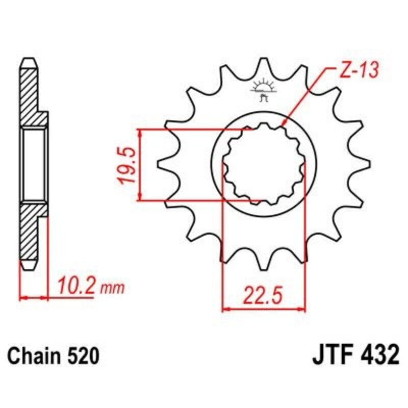 Piñon JT 432 de acero con 12 dientes JT SPROCKETS JTF432.12