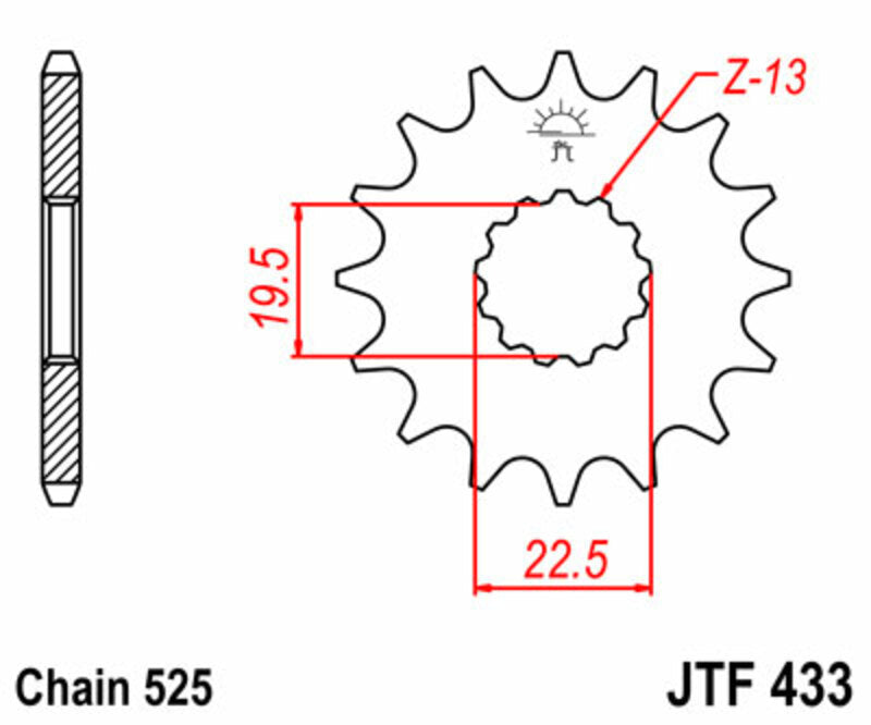 Piñón JT SPROCKETS acero estándar 433 - Paso 520 JT SPROCKETS JTF433.14