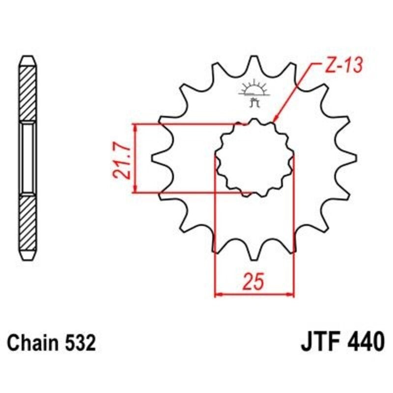 Piñón JT SPROCKETS acero estándar 440 - Paso 532 JT SPROCKETS JTF440.14