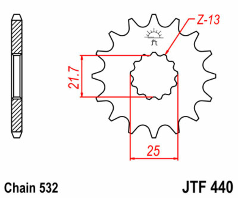 Piñón JT SPROCKETS acero estándar 440 - Paso 532 JT SPROCKETS JTF440.15