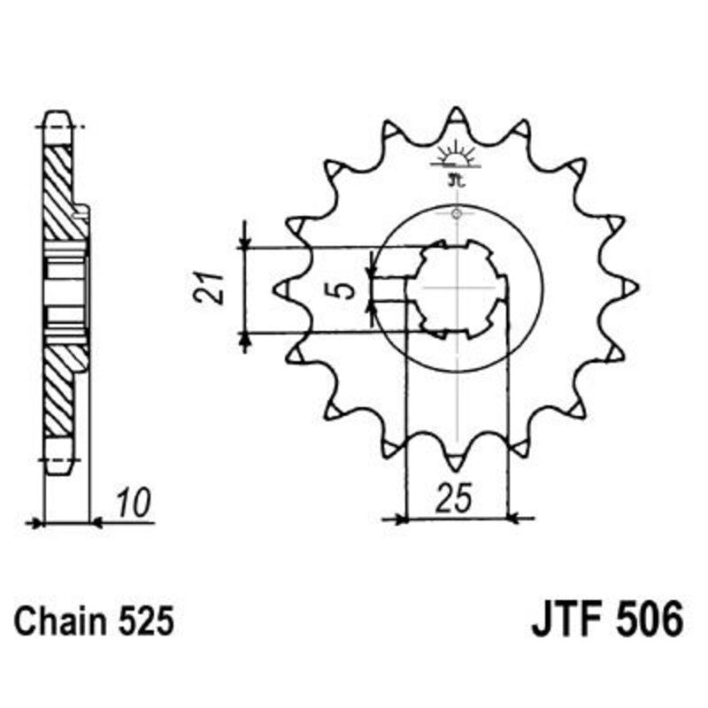 Piñon JT 506 de acero con 14 dientes JT SPROCKETS JTF506.14