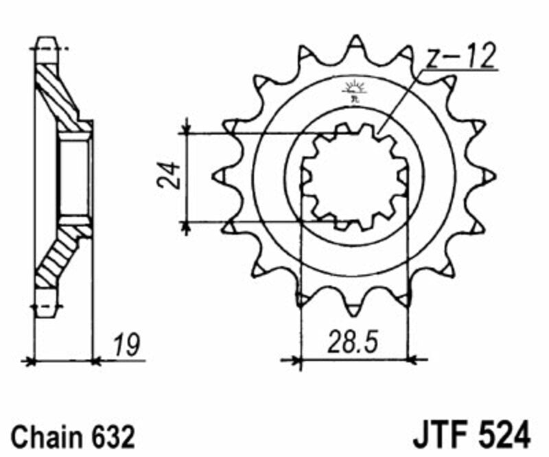 Piñón JT SPROCKETS acero estándar 524 - Paso 630 JT SPROCKETS JTF524.15