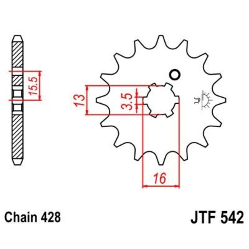 Piñon JT 542 de acero con 13 dientes JT SPROCKETS JTF542.13