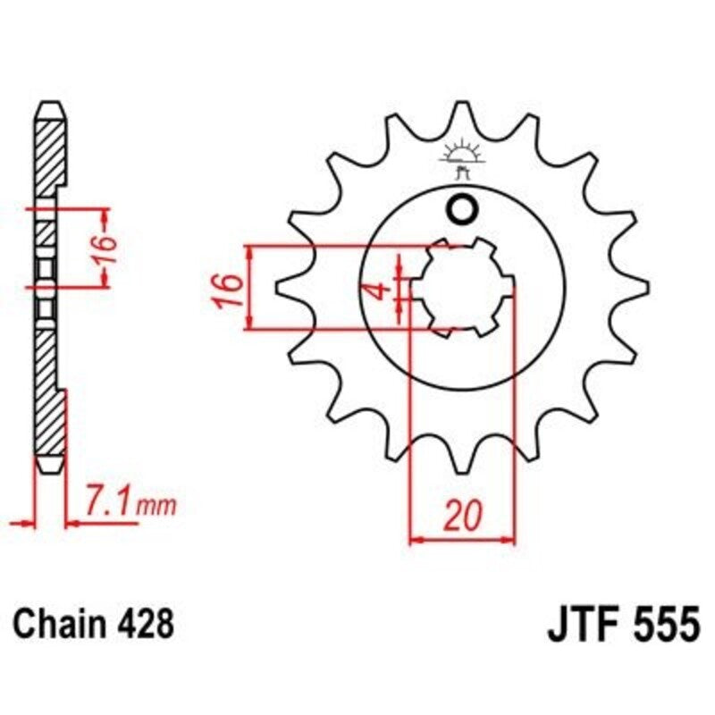 Piñon JT 555 de acero con 15 dientes JT SPROCKETS JTF555.15