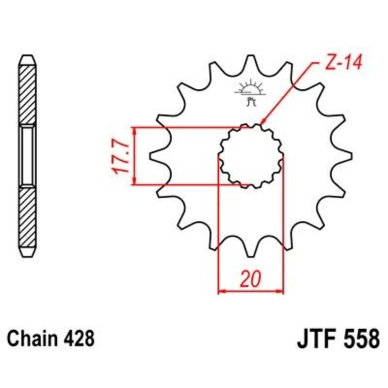 Piñón JT SPROCKETS acero estándar 558 - Paso 428 JT SPROCKETS JTF558.17