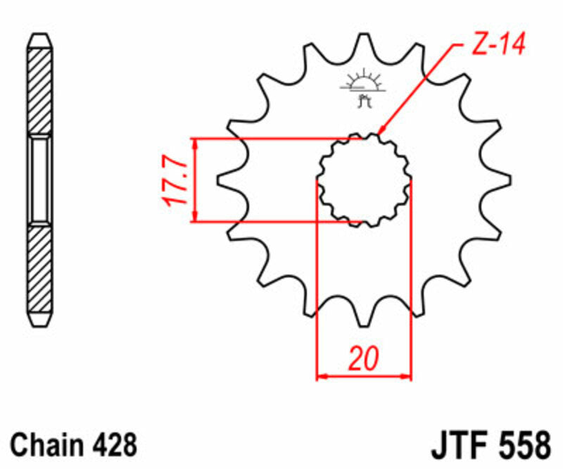 Piñón JT SPROCKETS acero estándar 558 - Paso 428 JT SPROCKETS JTF558.18