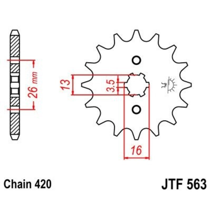 Piñon JT 563 de acero con 14 dientes JT SPROCKETS JTF563.14