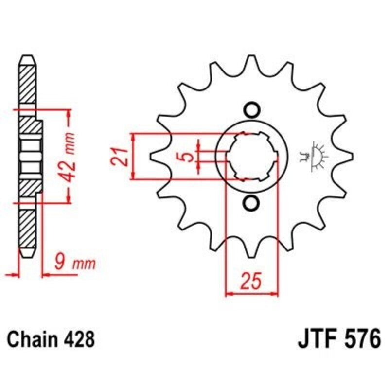 Piñon JT 576 de acero con 17 dientes JT SPROCKETS JTF576.17