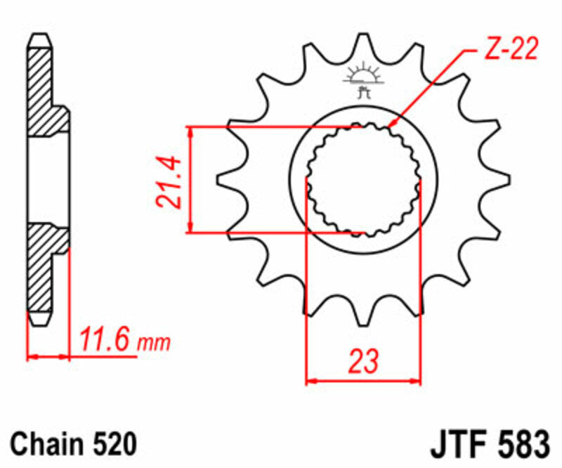 Piñon JT 583 de acero con 14 dientes JT SPROCKETS JTF583.14