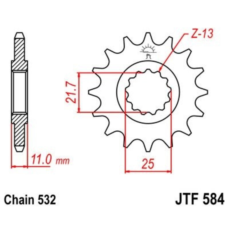 Piñón JT SPROCKETS acero estándar 584 - Paso 532 JT SPROCKETS JTF584.16