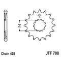 Piñon JT 708 de acero con 15 dientes JT SPROCKETS JTF708.15