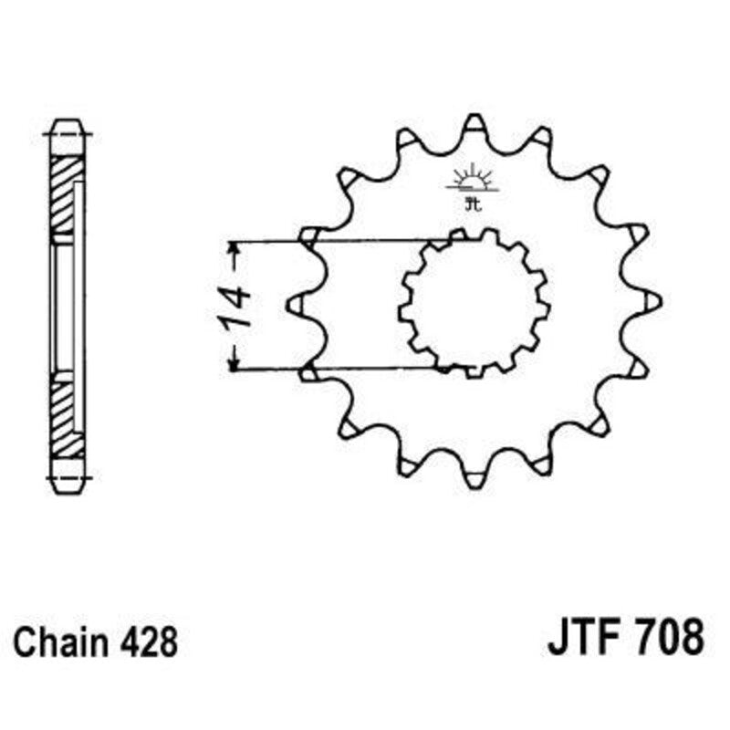 Piñon JT 708 de acero con 15 dientes JT SPROCKETS JTF708.15