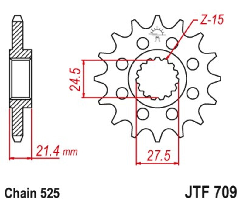 Piñón JT 709 de acero con 16 dientes JT SPROCKETS JTF709.16