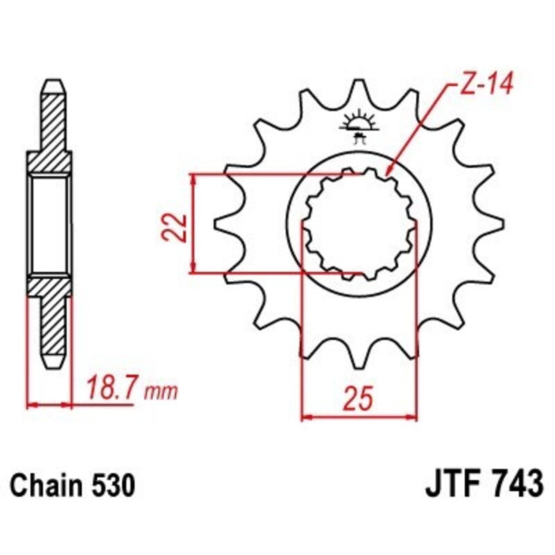 Piñón JT 743 de acero con 15 dientes JT SPROCKETS JTF743.15