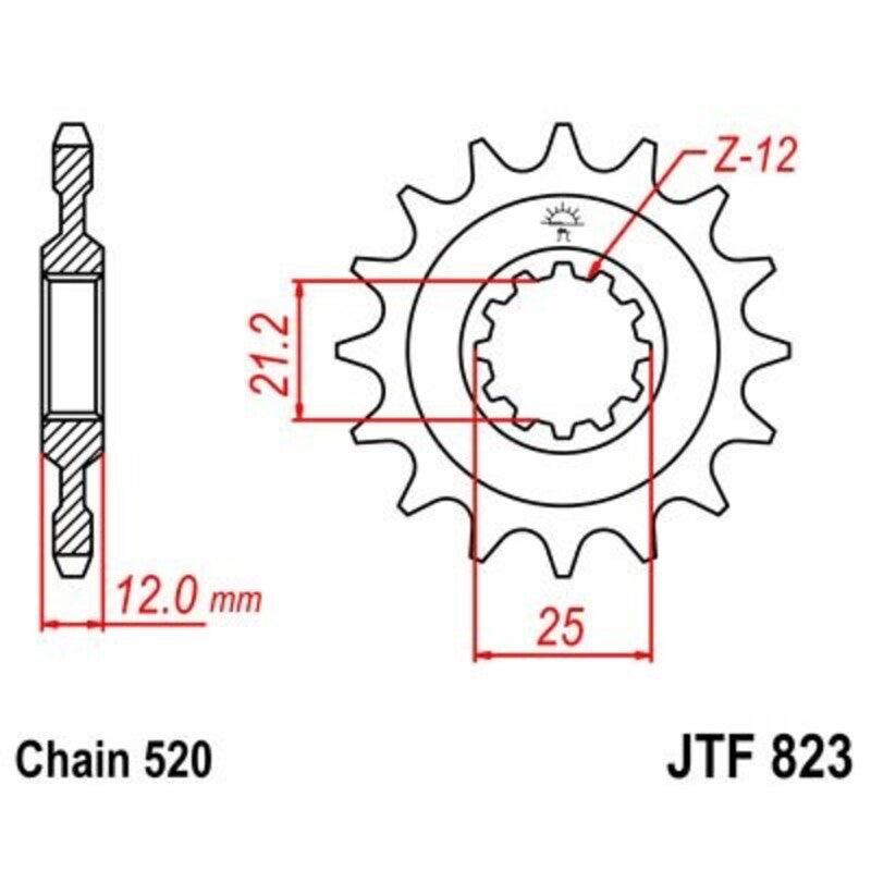 Piñón JT SPROCKETS acero estándar 823 - Paso 520 JT SPROCKETS JTF823.13