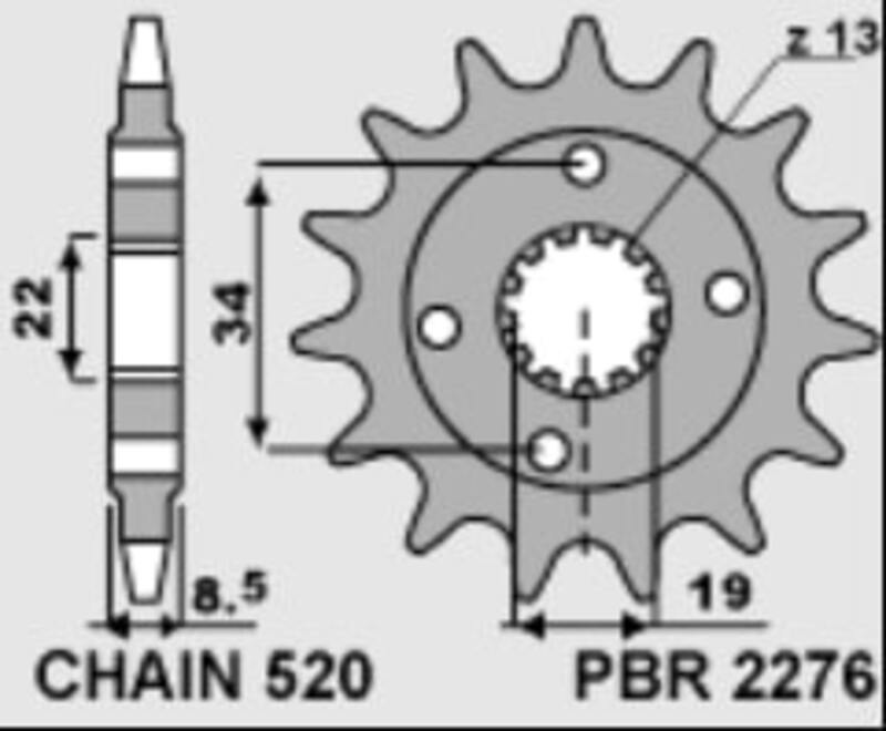 Piñón PBR acero estándar 2276 - Paso 520 PBR 2276.15.18NC