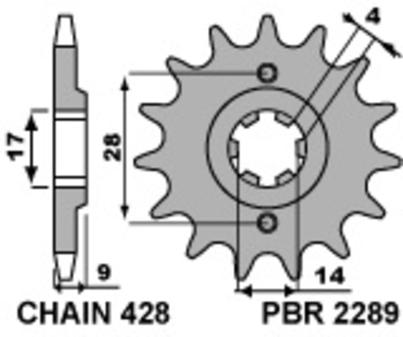 Piñón PBR acero estándar 2289 - Paso 428 PBR 2289.13.18.NC