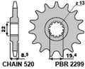 Piñón PBR 14 dientes acero standard paso 520 tipo 2299 PBR 2299 14 18NC
