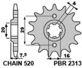 Piñón PBR 15 dientes acero standard paso 520 tipo 2313 PBR 2313 15 18NC