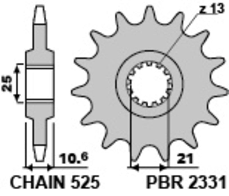 Piñón PBR acero 14 dientes Benelli TRK502 PBR 2331 14 18NC
