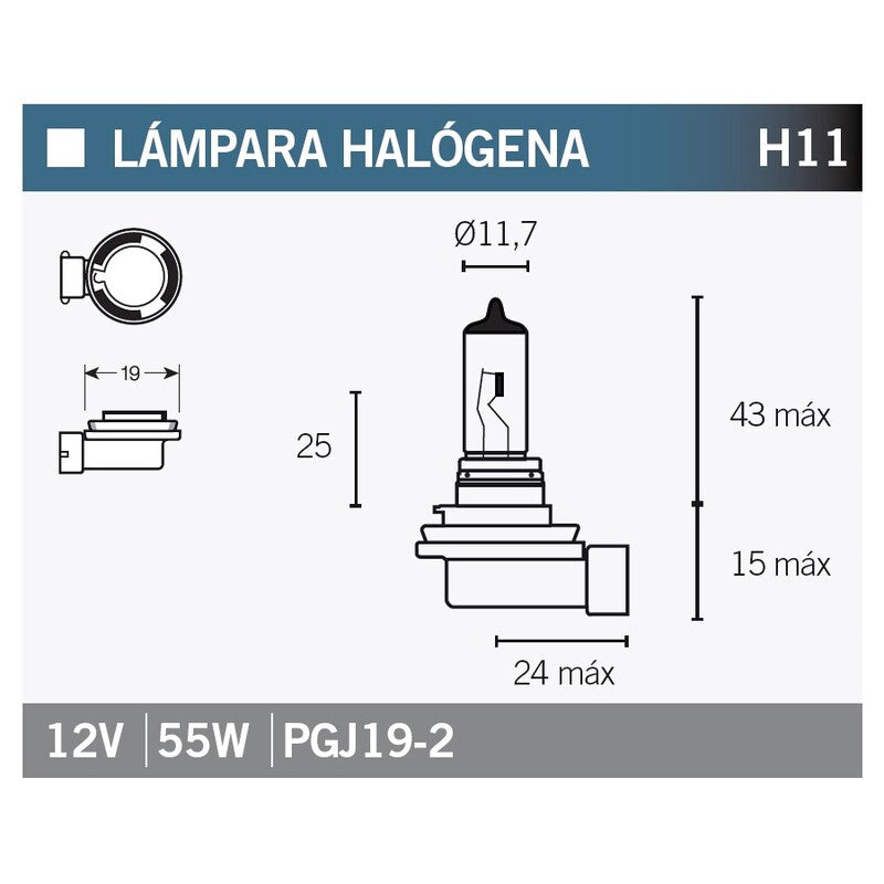 LAMPARA HALOGENA H11 V PARTS H11