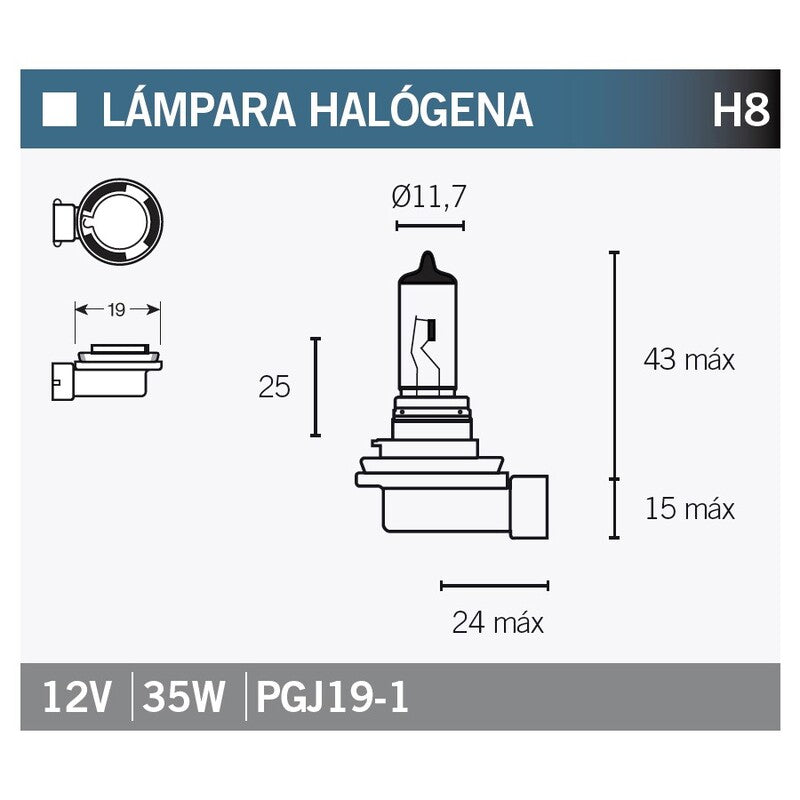 LAMPARA HALOGENA H8 V PARTS H8
