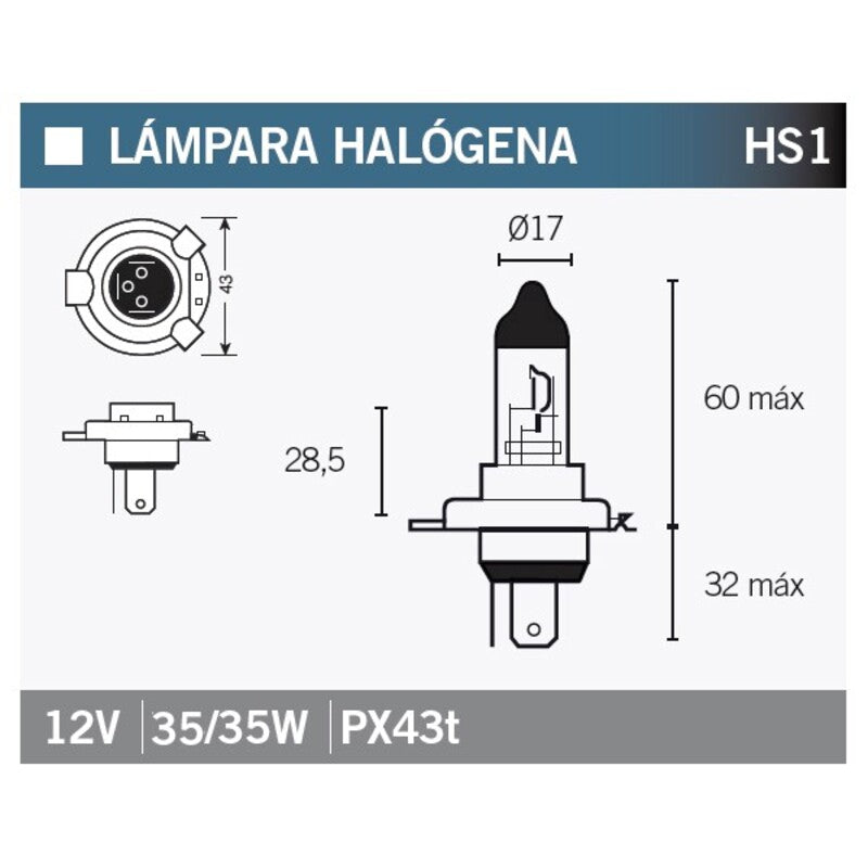 LAMPARA HALOGENA HS1 V PARTS HS1