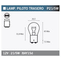 Caja de 10 lámparas BILUX 12V21/5W ROJA V PARTS P21/5W-AMBAR