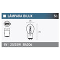 Caja de 10 lámparas BILUX 6V25/25W V PARTS S1-6VX25W/25W