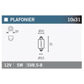 Caja de 10 lámparas SV8.6-8 12V5W V PARTS SV8.5-8-12VX5W