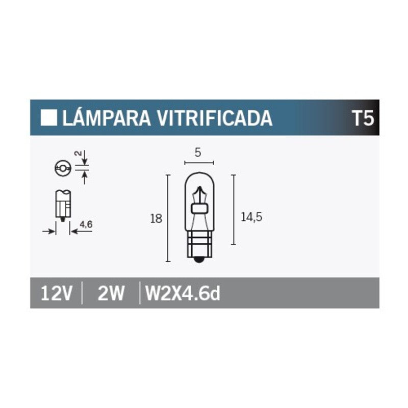 Caja de 10 lámparas 12V2W V PARTS T5
